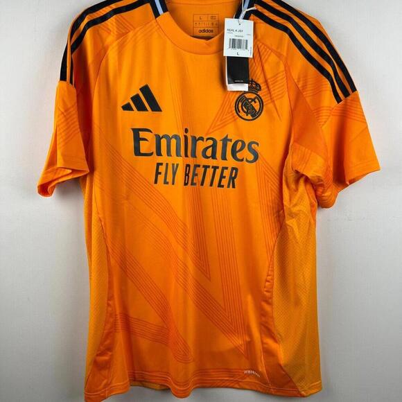 Adidas Real Madrid 2024 Goalkeeper Jersey Orange Size L XL Soccer Kit IU5013 NWT - Picture 1 of 8